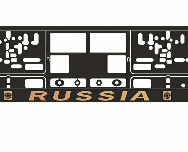 Рамка для номерного знака AVS RN-09, пластик, цвет чёрный, золотой 52x13.5x1.3 см
