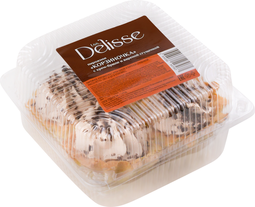 

Пирожное Delisse Корзиночка с начинкой крем-брюле и вареная сгущенка 180 г