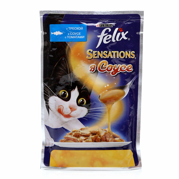 Влажный корм для кошек Felix с треской в соусе с томатами