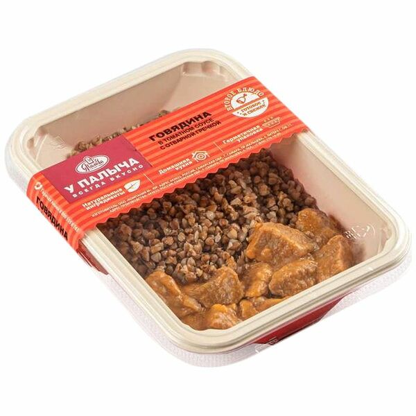 Говядина У Палыча с отварной гречкой в томатном соусе 210 г