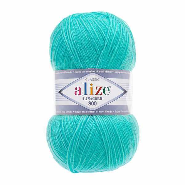 Пряжа ALIZE 'Lanagold 800' 100гр.,730м (49%шерсть, 51%акрил)(462 морская зелень)