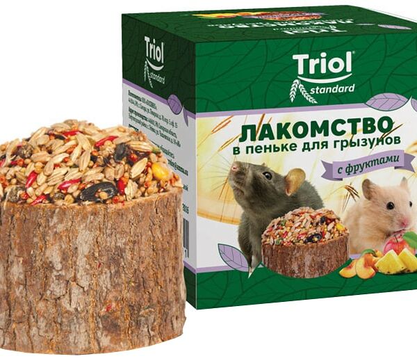 Лакомство для грызунов Triol Standard в пеньке с фруктами 70г