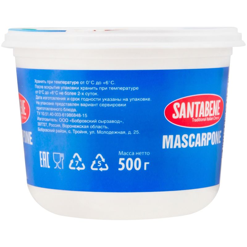 

Сыр Santabene Mascarpone 80% 500 г