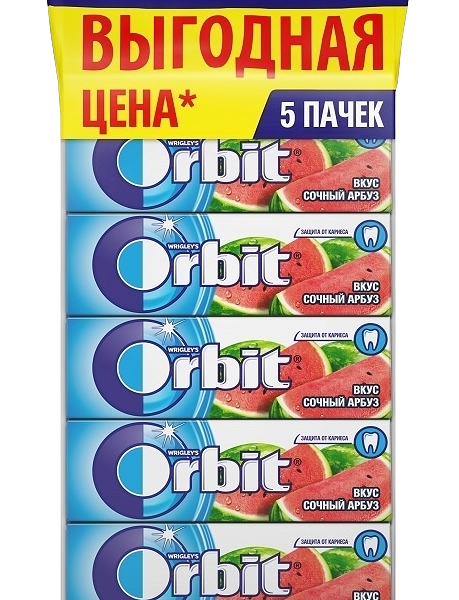 Жевательная резинка Orbit Сочный арбуз, 5шт по