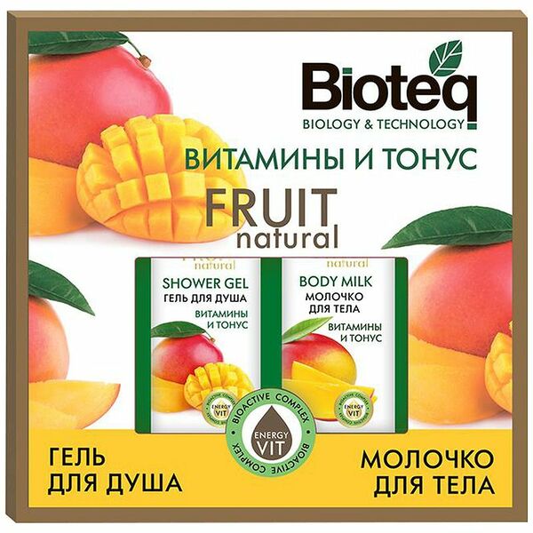 Подарочный набор Bioteq Витамины и тонус гель для душа + молочко для тела, 355 мл