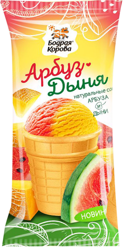Мороженое Бодрая Корова Арбуз и Дыня, 80 г