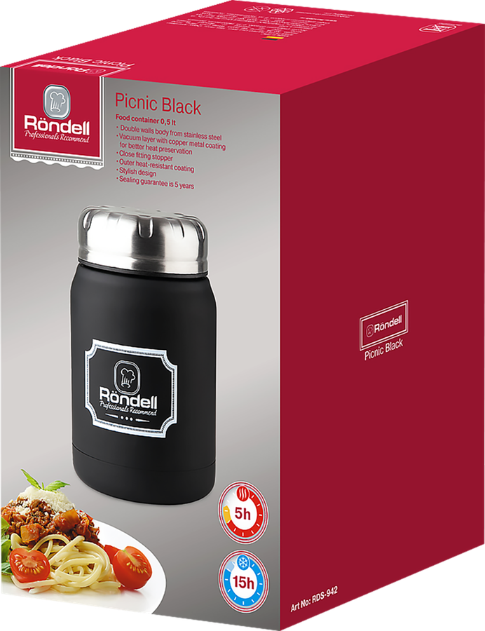 

Термос для еды RONDELL Black Picnic 500мл Арт. RDS-942