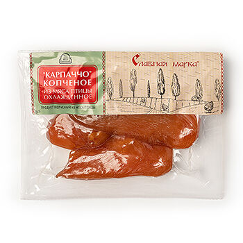 Карпаччо копченое Славная марка из мяса птицы Приосколье, Россия