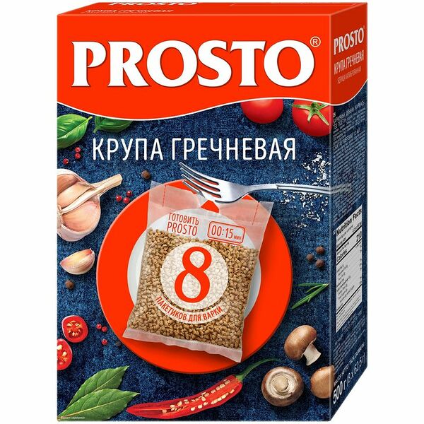 Гречка Prosto ядрица в пакетиках для варки, 8х62.5 г