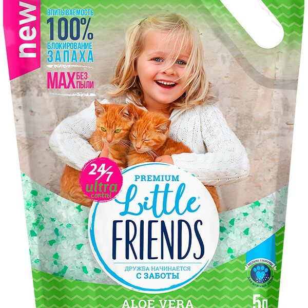 Наполнитель Little Friends алоэ силикагель для кошек 5 л