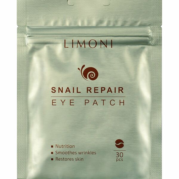 Патчи для век Limoni Snail Repair Eye Patch с экстарктом секреции улитки восстанавливающие 30 шт