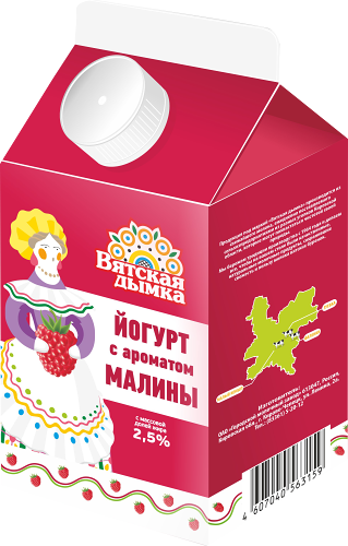 Йогурт питьевой Вятская дымка малина 2.5% 450мл