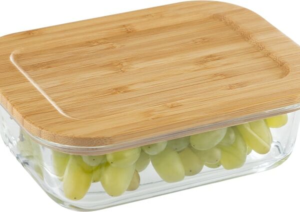 Контейнер Leonord Bambu из жаропрочного стекла с крышкой из бамбука 600мл