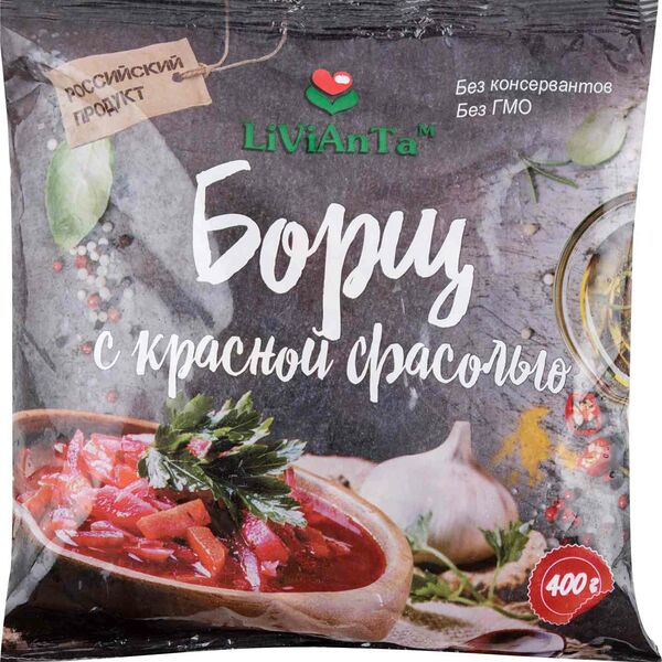 Смесь овощная быстрозамороженная LiViAnTa Борщ с красной фасолью 400 г