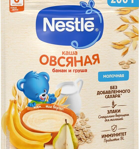 Каша Nestle Молочная овсяная Груша-Банан с 6 месяцев 200г