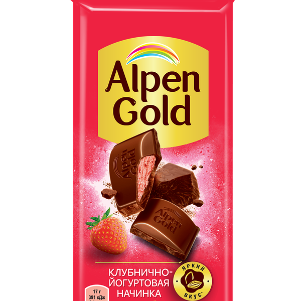 Шоколад Alpen Gold молочный клубника с йогуртом