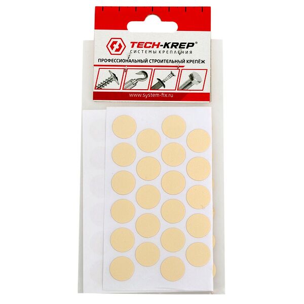 Заглушка самоклейкая Tech-Krep, 14 мм, крем, 50 шт
