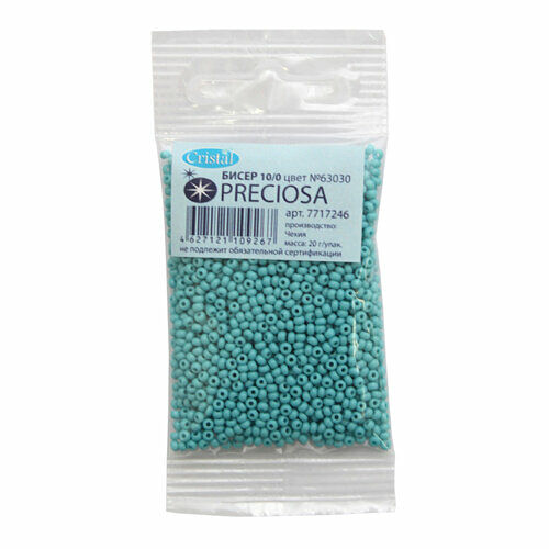 (63030) 311-19001-10/0 Бисер непрозрачный 10/0, круг.отв., 20гр Preciosa,упак