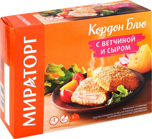 

Кордон блю Мираторг с ветчиной и сыром 405 г