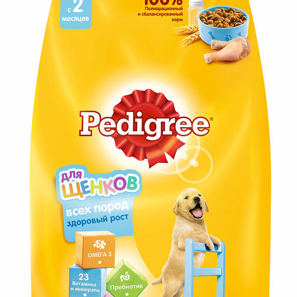 Сухой корм с курицей для щенков всех пород с 2 месяцев ТМ Pedigree (Педигри) 2.2кг