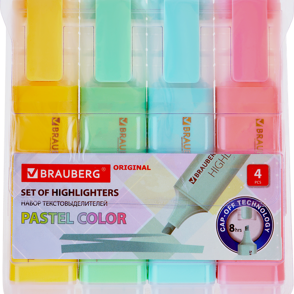 Набор текстовыделителей Brauberg original pastel, 4 шт.
