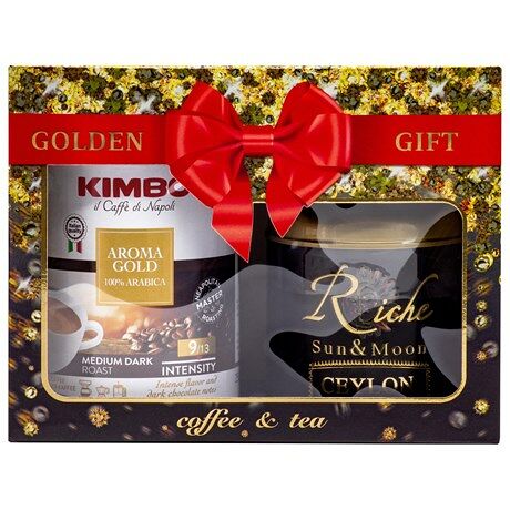 Набор подарочный GOLDEN GIFT Кофе Kimbo Gold молотый +Чай RN Цейлон