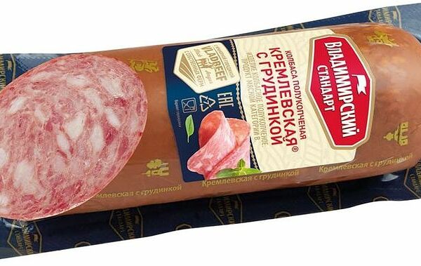 Колбаса Владимирский стандарт Кремлевская с грудинкой полукопченая 350 г