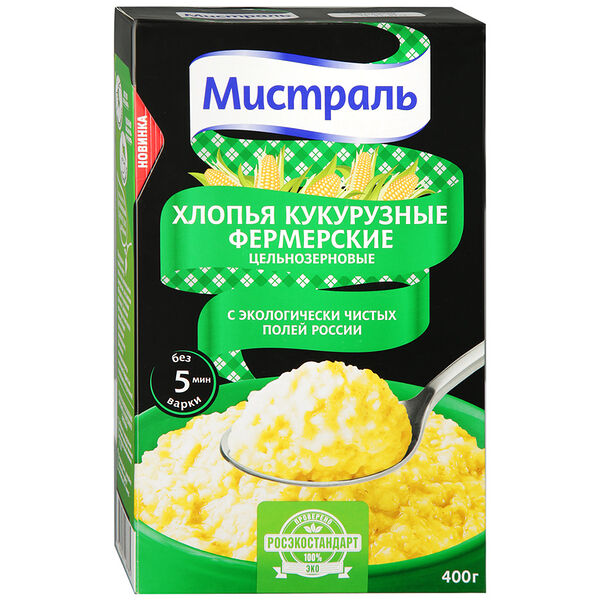 Хлопья кукурузные цельнозерновые Мистраль Фермерские
