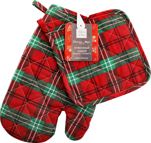 

Комплект кухонный ВАСИЛИСА Christmas Magic, прихватка 18х18см и рукавица 18х30см