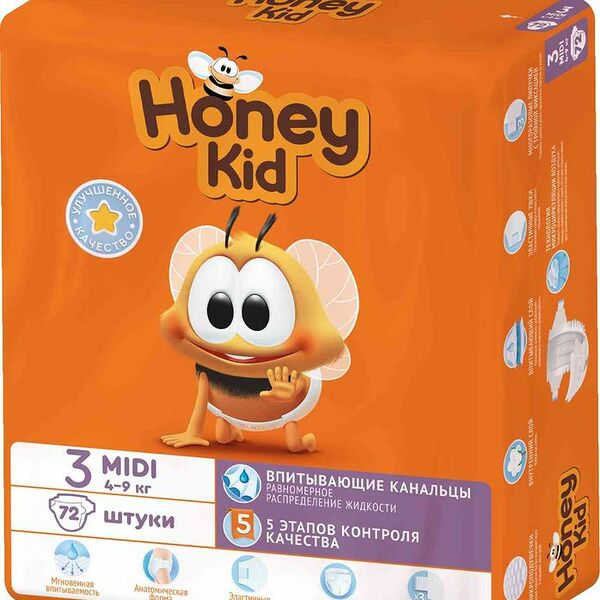 Подгузники Honey Kid Midi 4-9кг 72шт