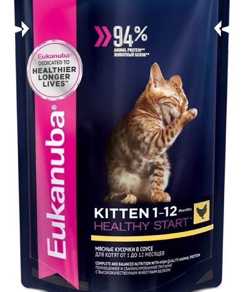 Eukanuba Cat пауч для котят (кусочки в соусе) Курица