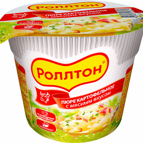 Пюре картофельное Роллтон с мясным вкусом стакан