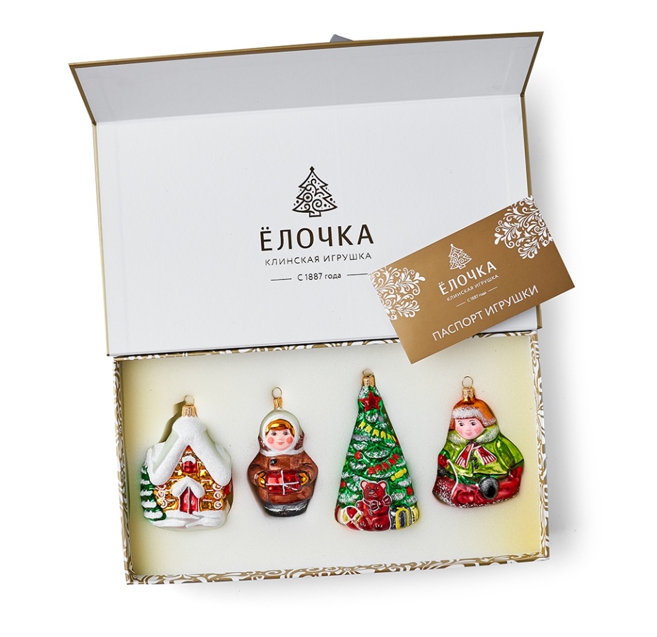 

Набор игрушек для елки Елочка «Коллекция Традиции» Герои сказки Чук и Гек, стекло, упаковка 4шт., Россия