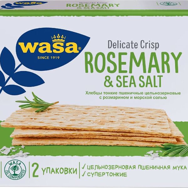 Хлебцы Wasa пшеничные с розмарином и морской солью 190г