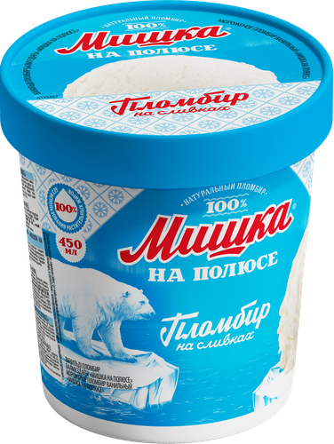 

Мороженое Мишка на Полюсе Пломбир ванильный 12% без змж картонный стакан 250 г