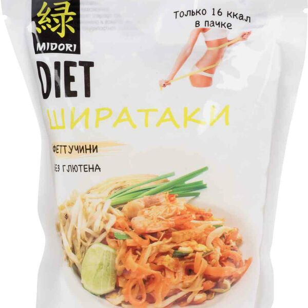 Макаронные изделия Лапша Ширатаки Феттучини Midori Diet без глютена