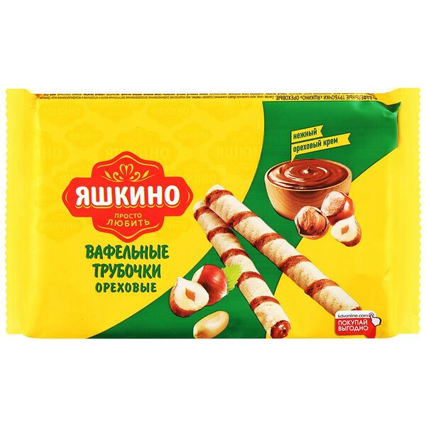 Вафельные трубочки Яшкино ореховые