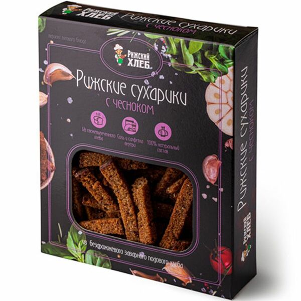Сухарики Рижский Рижские со вкусом чеснока, 100г