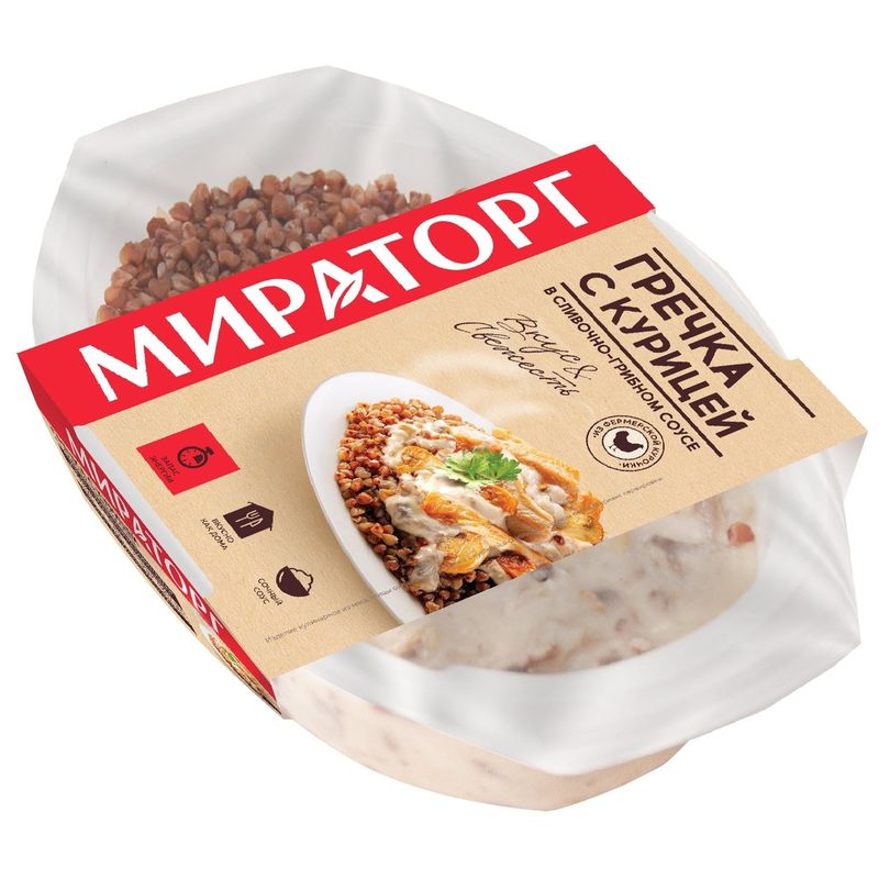 

Гречка Мираторг с курицей и грибами в сливочном соусе замороженная 260 г