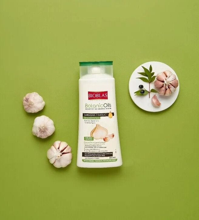 

Bioblas Шампунь против выпадения волос с экстрактом чеснока и оливковым маслом, 360 мл