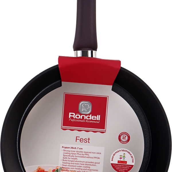 Сковорода RONDELL Fest 26х5,7см, антипригарное покрытие, кованый алюминий, индукция