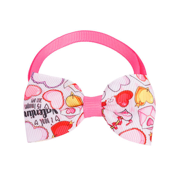 Галстук-бант для кошек и собак розовый сердечки, 20-35 см