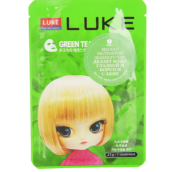 Маска для лица LUKE Green Tea Essence Mask с экстрактом зеленого чая HANWOONG 1шт Южная Корея