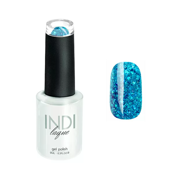Гель-лак для ногтей RuNail INDI laque 4254 Голубой с мелкими блестками 9мл
