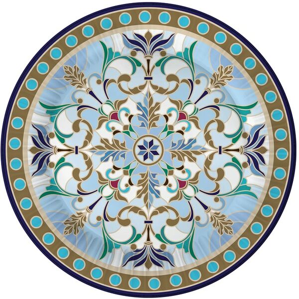 Набор бумажных тарелок Свежий ветер Царская-калейдоскоп голубая 18см*6шт