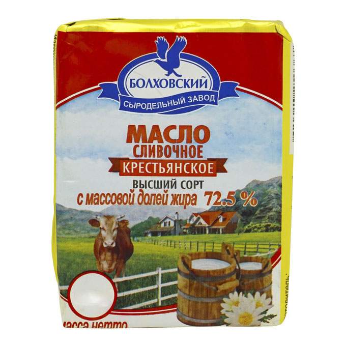 

Масло сливочное Болховский сыродельный завод Крестьянское, 72.5%, 400 г