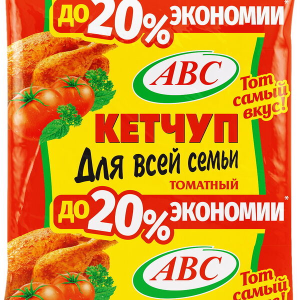 Кетчуп Для всей семьи АВС томатный ф/пак вес 360г.