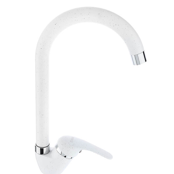 Rain смеситель для кухни веста, высокий излив, картридж 35мм, латунь, под гранит, белый