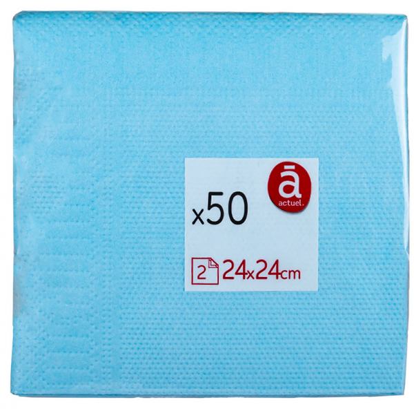 Салфетки бумажные Actuel 2-слойные голубые, 50 шт