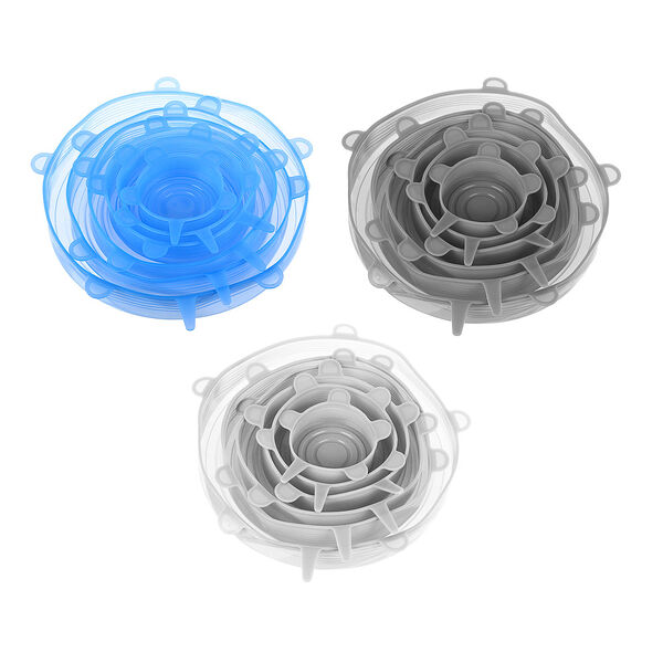 Набор универсальных крышек Vetta силикон 6 шт размеры от 6.5 см до 19 см 3 цвета в ассортименте